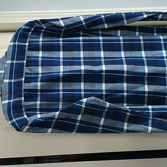 Banana Republic Standard Fit Button Front Blue Plaid Shirt M - Picture 13 of 14
